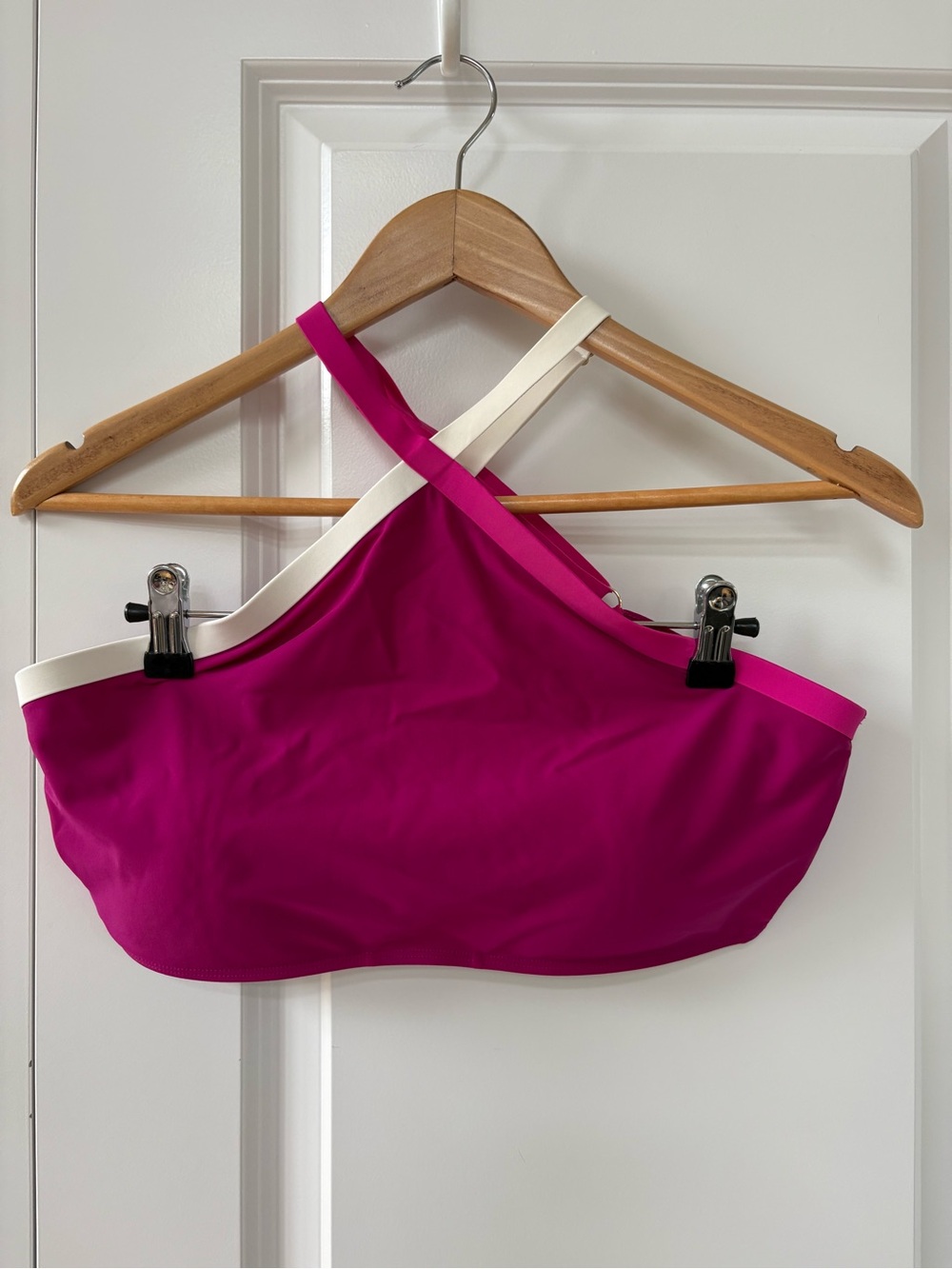 Summersalt Fuchsia & Cream Cross-Strap swim bikini top